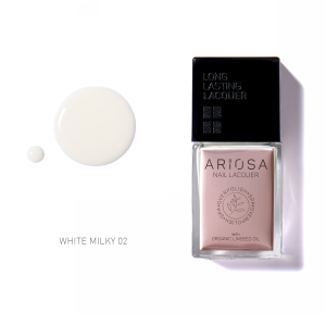 Ariosa Nail Lacquer - WHITE MILKY02 15ml - Vernis Blanc Ultra-Couvrant
 