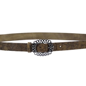 Women's Vintage Effect Print Leather Belt

 