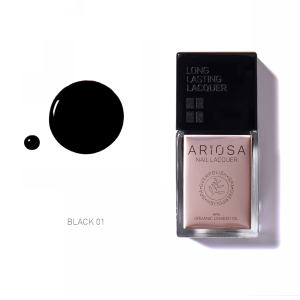 Ariosa Nail Lacquer - BLACK01 15ml - Ultra-Opaque Black Nail Polish
 