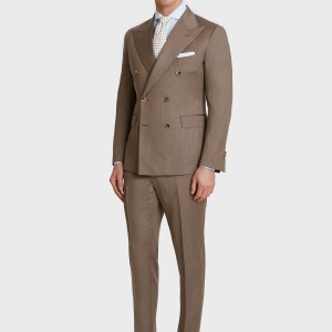 Abito sartoriale doppio petto 100% lana spinata tobacco 
