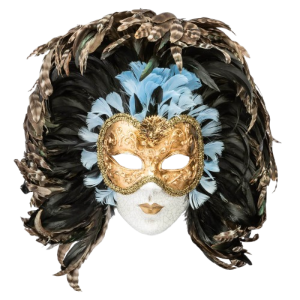 Full face feather crequelle in papier-mâché