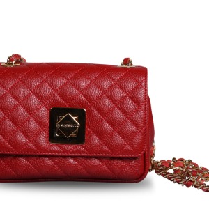 Mini sac Matelassé en cuir rouge – modèle de chaîne rubis