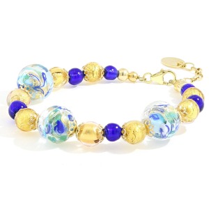 Bracciale con Sfere Dorate e Vetro Veneziano  