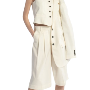  Gilet Donna Sartoriale in Tessuto Tecnico con Bottoni a Contrasto
 