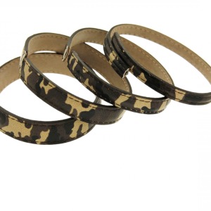 Rigid bracelets in genuine leather with “camouflage” print