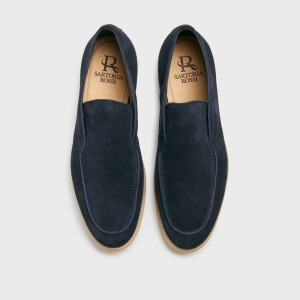 Mocassin en daim bleu
 