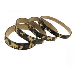 Brazaletes rígidos de piel auténtica con estampado “militar”