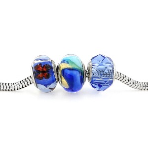 Charms Blu Artistici con Foglia Oro 