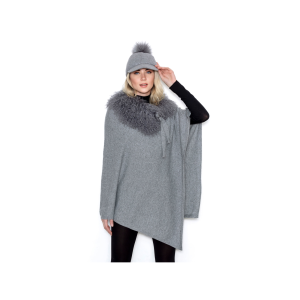 PONCHO WOOL & CASHMERE + TIBET LAMB MOD P020MG