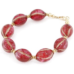 Red Bracelet with Golden Decorations