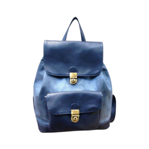 Sac à dos en cuir bleu avec poches avant