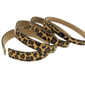 Bracelets rigides en cuir véritable à imprimé “léopard”