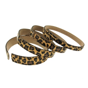 Bracelets rigides en cuir véritable à imprimé “léopard”